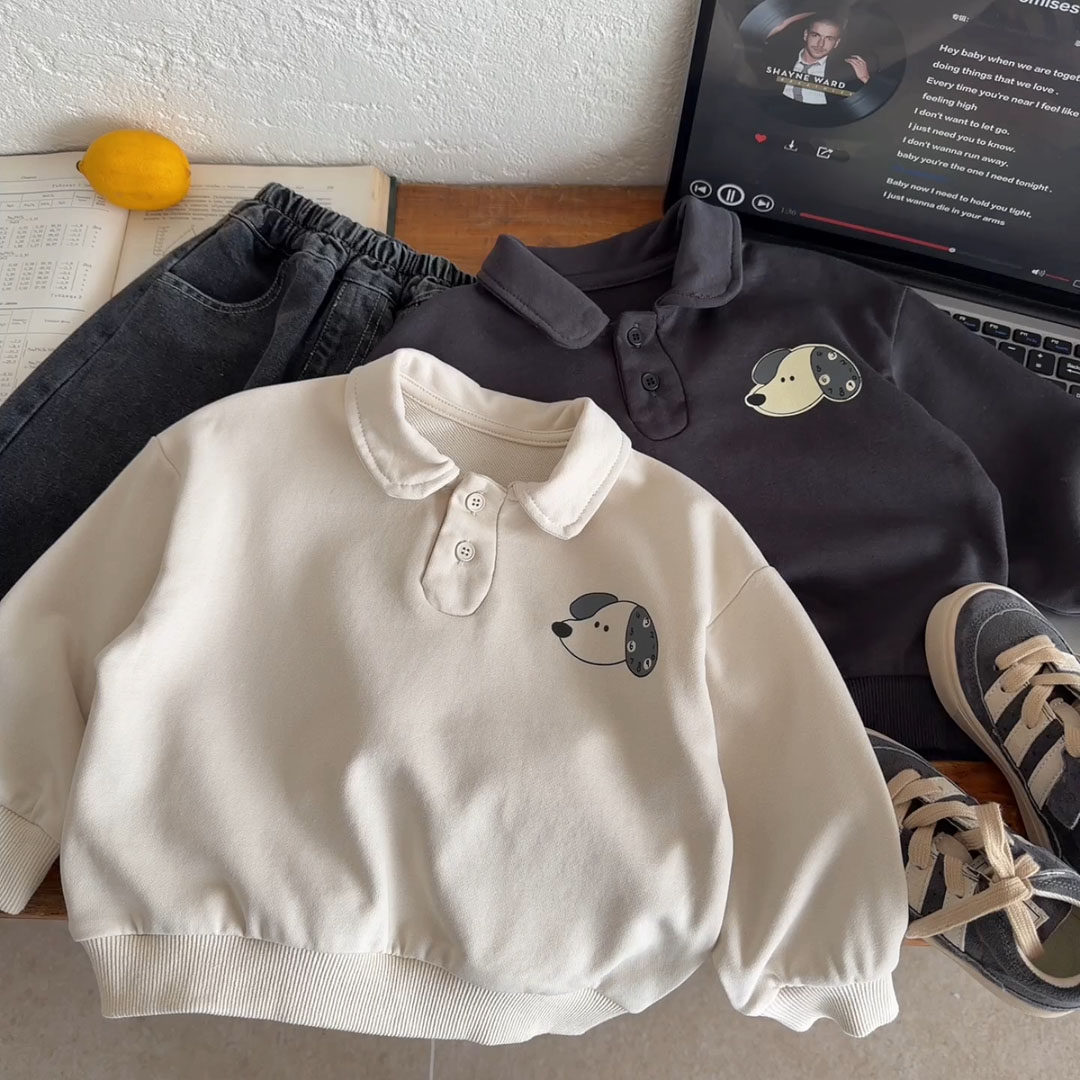 儿童POLO衫男卡通2026春秋新款小童小狗上衣宝宝polo领卫衣女洋气,童装/婴儿装/亲子装,儿童POLO衫,淘宝优惠券,粉丝福利购,淘宝优惠卷