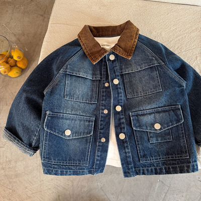 不二妈软牛仔服春季口袋撞色帅气