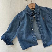 宝宝潮牌衬衣纯色男童软牛仔外套女洋气 2025新款 儿童牛仔衬衫 秋季