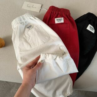 抽绳宝宝贴标休闲裤 儿童春季 小童束脚裤 男简约2026新款 女洋气 长裤