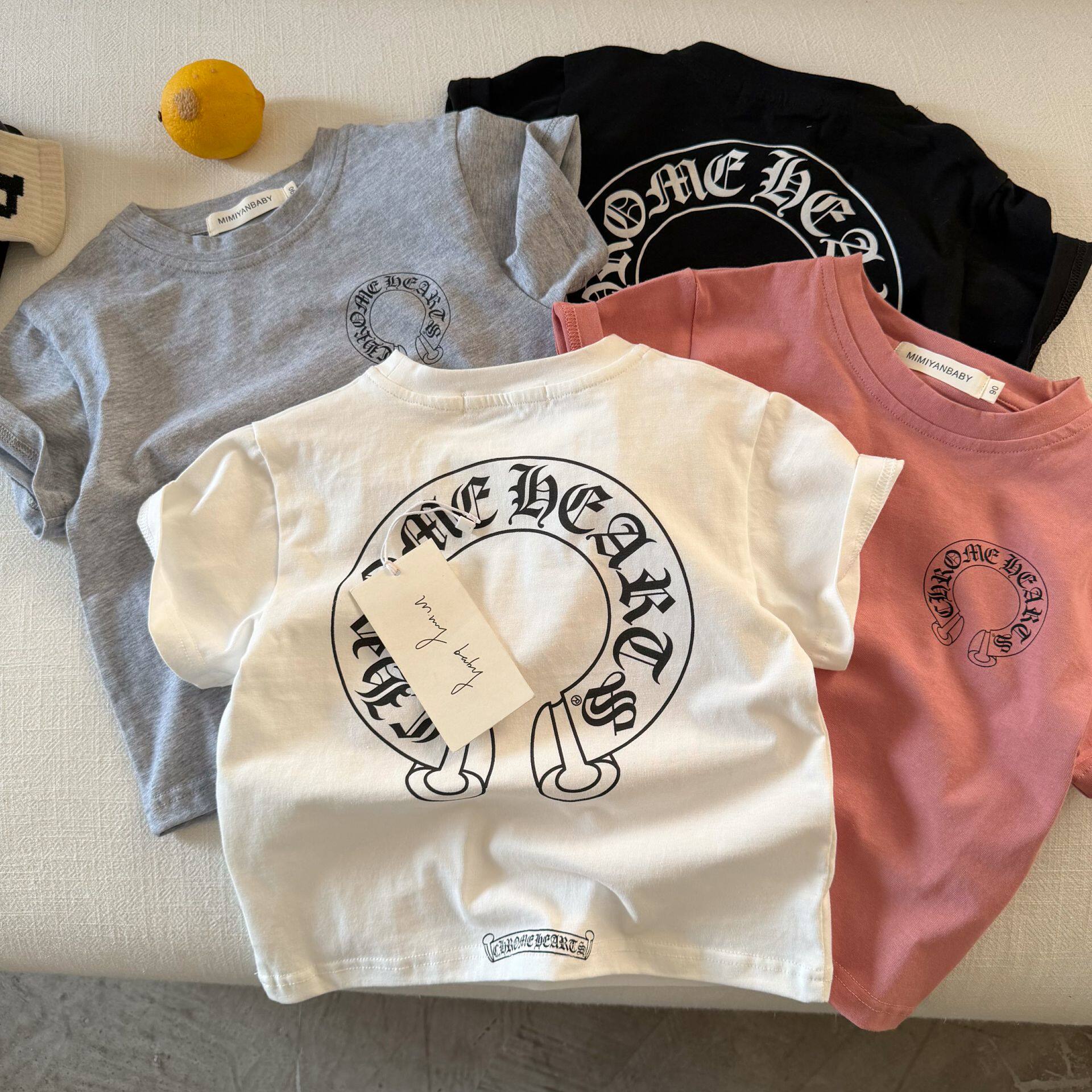 儿童短袖T恤男夏季2026新款小童字母上衣洋气宝宝薄款中袖T女透气