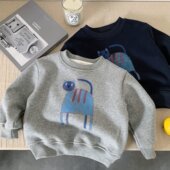 女洋气 卡通上衣保暖宝宝打底衫 儿童卫衣男加绒2025秋冬新款 小童装