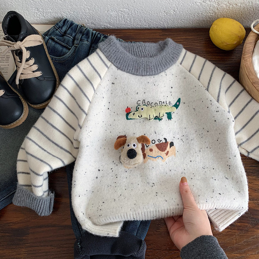 男童休闲毛衣2025冬季新款儿童一体绒卡通可拆卸休闲柔软针织衫潮,童装/婴儿装/亲子装,毛衣/针织衫,淘宝优惠券,粉丝福利购,淘宝优惠卷