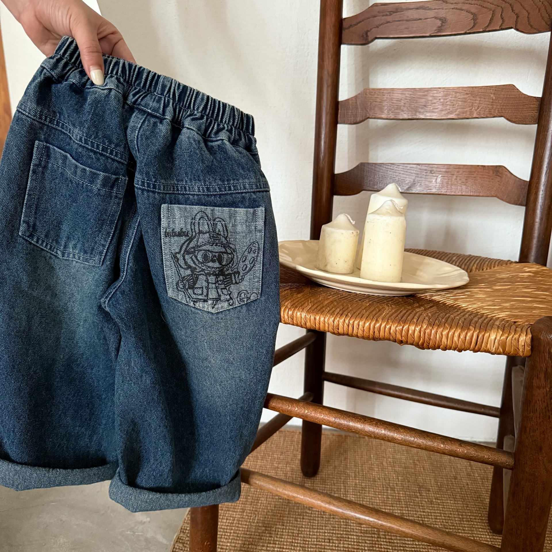 不二妈卡通软牛仔裤秋季直筒百搭