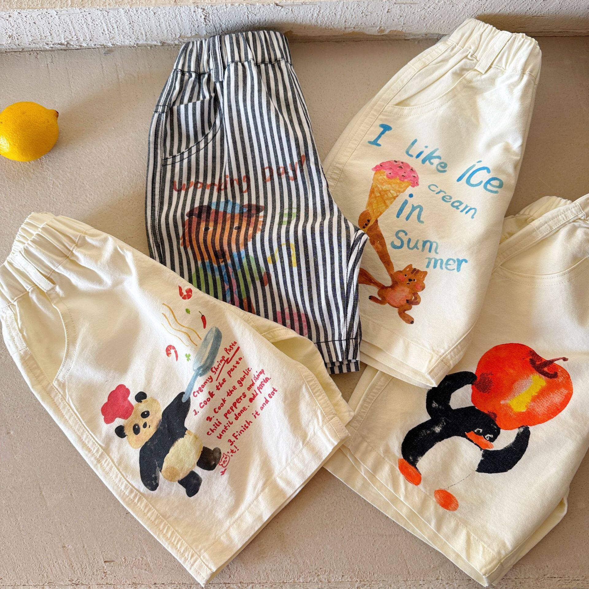 儿童卡通短裤男外穿2026夏季新款小童装条纹五分裤宝宝中裤女薄款