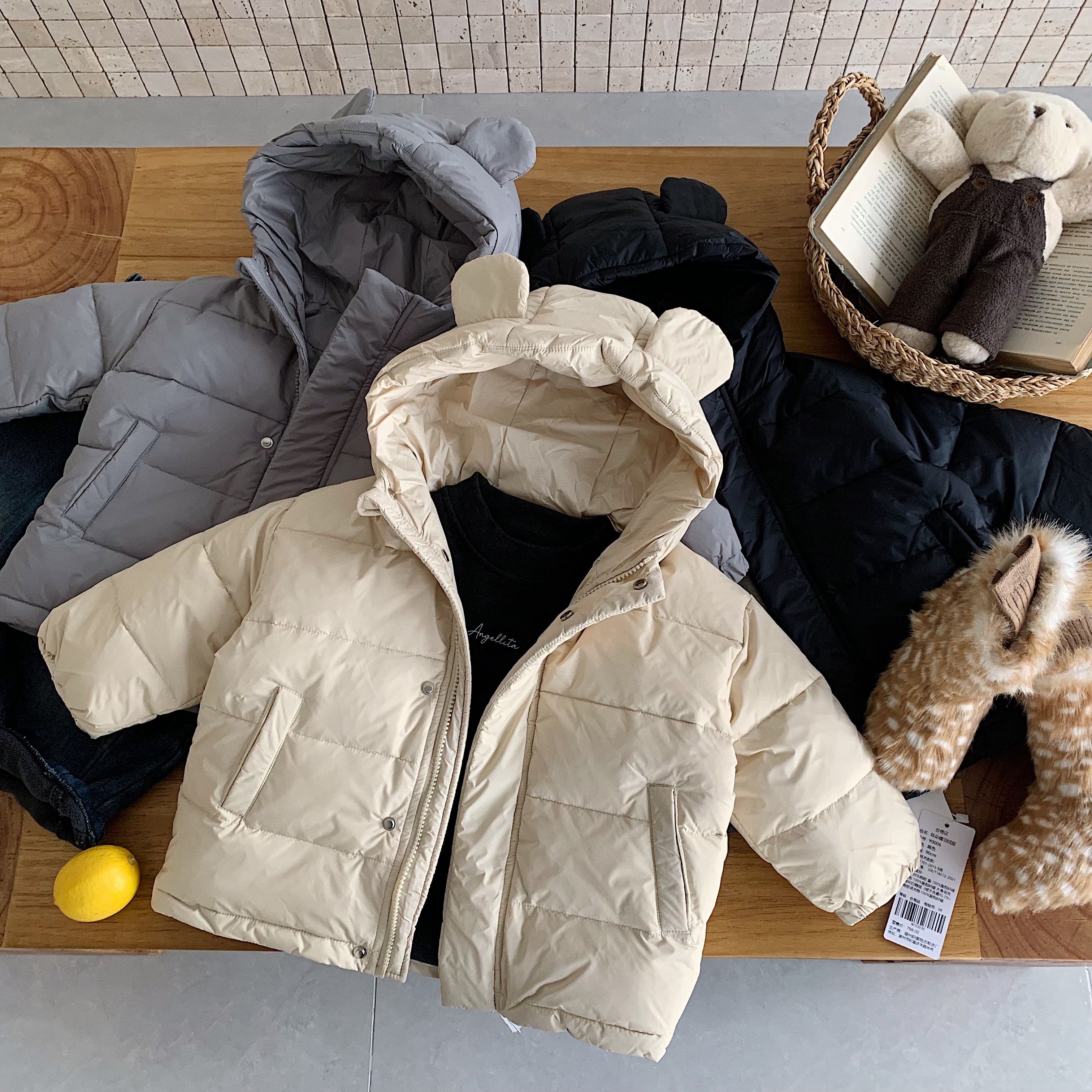 儿童羽绒服2025冬季新款男女童连帽90白鸭绒外套杜邦三防冬装