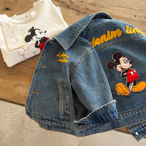 不二妈卡通牛仔外套春季宽松翻领