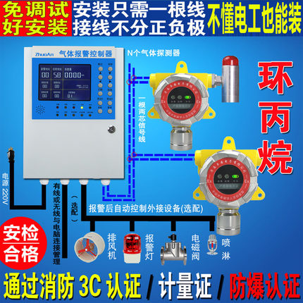 工业用环丙烷可燃气体报警器报警主机探头泄漏检测仪浓度探测器