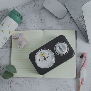 简约黑白 F48 猫咪图案 敲可爱 闹钟时钟 出口小物