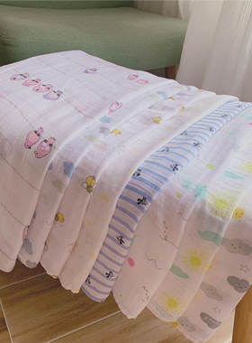 C29 出口DAN 外W13刀同步 薄款 纯棉透气 纱巾 盖毯 襁褓巾