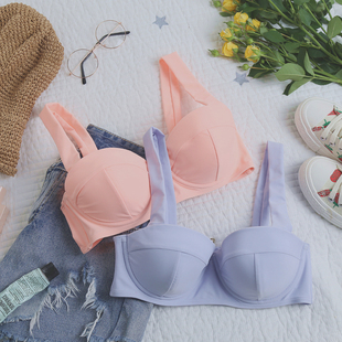 P59 美国DAN 马卡龙冰淇淋色 背后拉链半罩杯 钢圈聚拢文胸泳衣