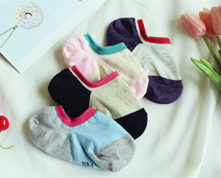 糖果色純色船襪 A02 五雙 女款 不掉跟 外貿(mào)DAN 防滑硅膠