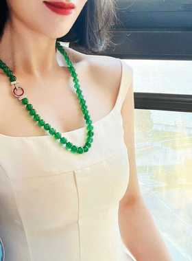 毛衣链绿玉髓简约气质小众锁骨链