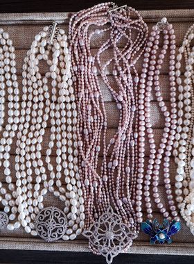 特价清仓好品质自家设计优雅奢华天然淡水珍珠多层项链毛衣链女