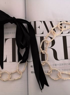 时尚个性优雅气质极强光天然淡水异形小珍珠设计款颈链项链锁骨链