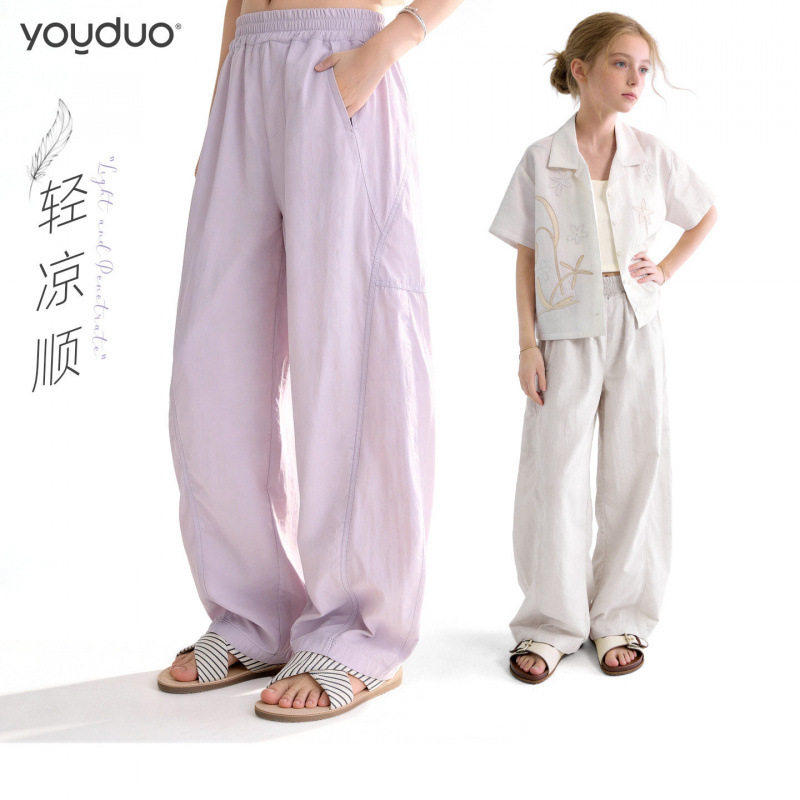 女童裤子2026夏季新款儿童休闲运动裤直筒中大童阔腿裤薄款夏装