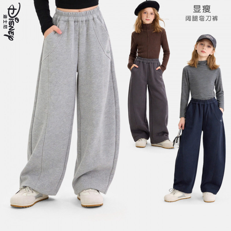 迪士尼女童春秋阔腿弯刀裤新款