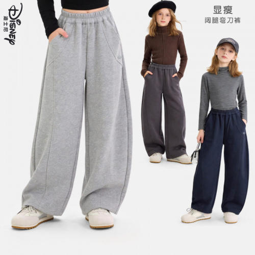 迪士尼女童春秋阔腿弯刀裤新款
