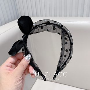 韩国简约甜美蝴蝶结蕾丝网纱发箍网红发饰耳朵洗脸头箍发带发卡