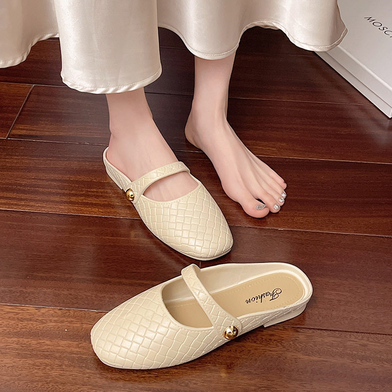 2026新款时尚气质法式包头浅口编织高级感日常居家外穿平底女拖鞋,女鞋,其他拖鞋,淘宝优惠券,粉丝福利购,淘宝优惠卷
