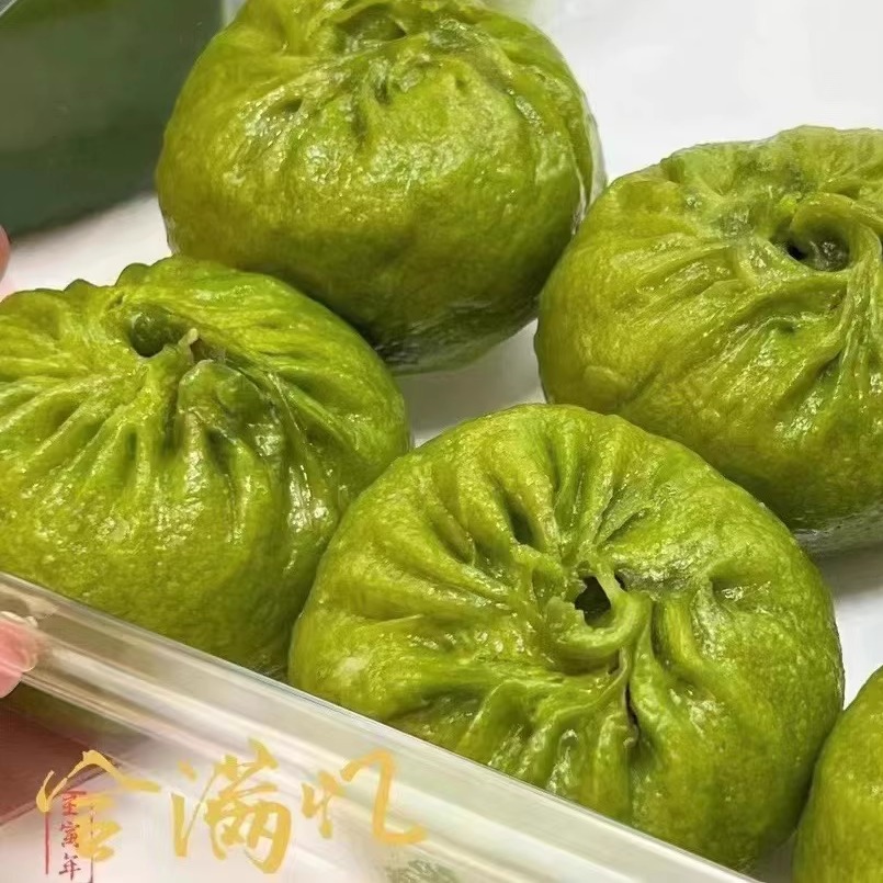合满忆老面包子麻油青菜包