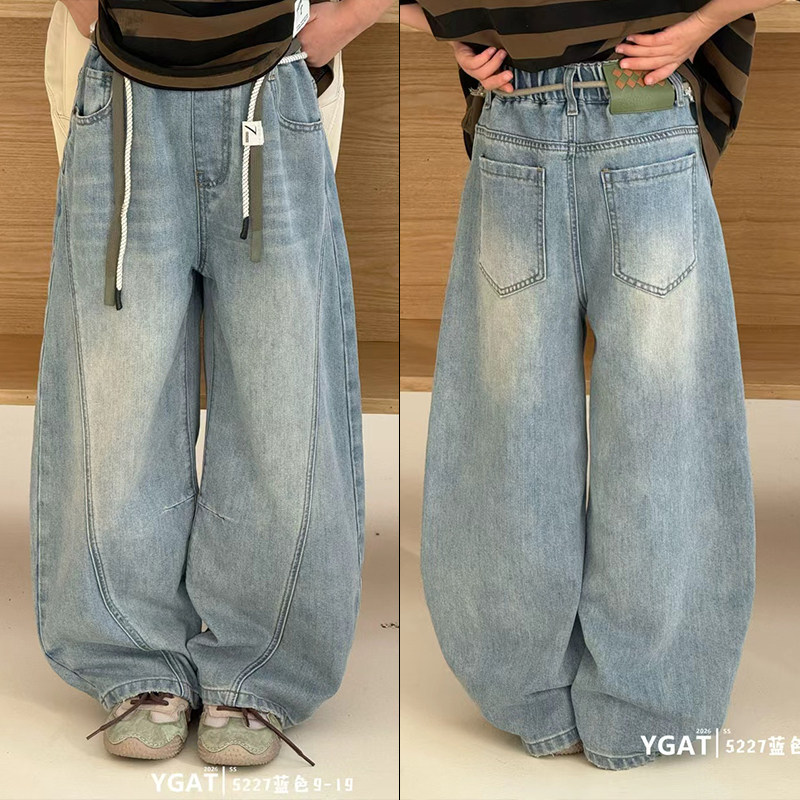 阳光爱橦童装2026春季款男女童慵懒风弯刀牛仔裤中大童休闲裤5227,童装/婴儿装/亲子装,裤子,淘宝优惠券,粉丝福利购,淘宝优惠卷