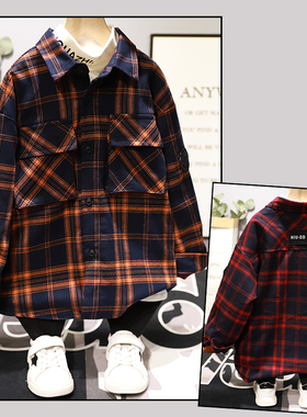 牛哆哆童装冬季新款长袖衬衫男童女童韩版加棉格子衬衣32797