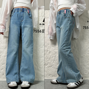 女童牛仔微喇叭裤 爱木橦童装 2025春装 新款 7556 中大童弹力休闲长裤