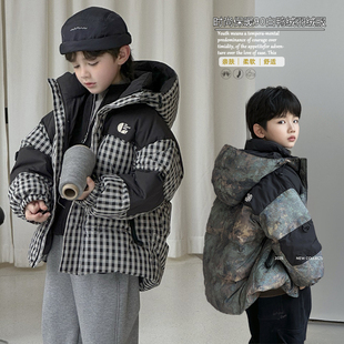 啦芙莱童装 男女中大童90白鸭绒连帽派克羽绒服外套3722 2025冬新款