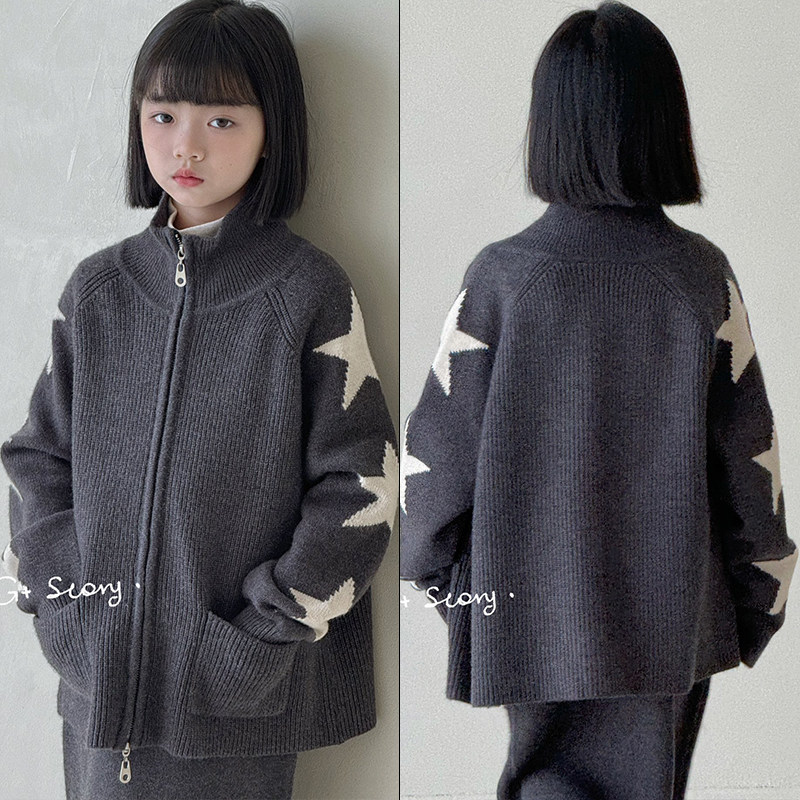 G+男女中大童五角星针织毛衣外套