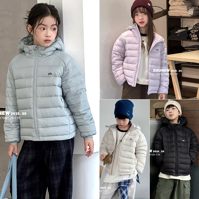 舟由童装韩版轻薄连帽羽绒服