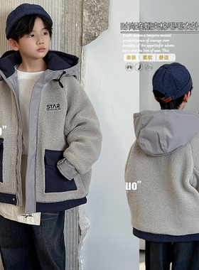 牛哆哆童装2025冬季新款男女童时尚连帽夹棉保暖毛毛衣外套69175