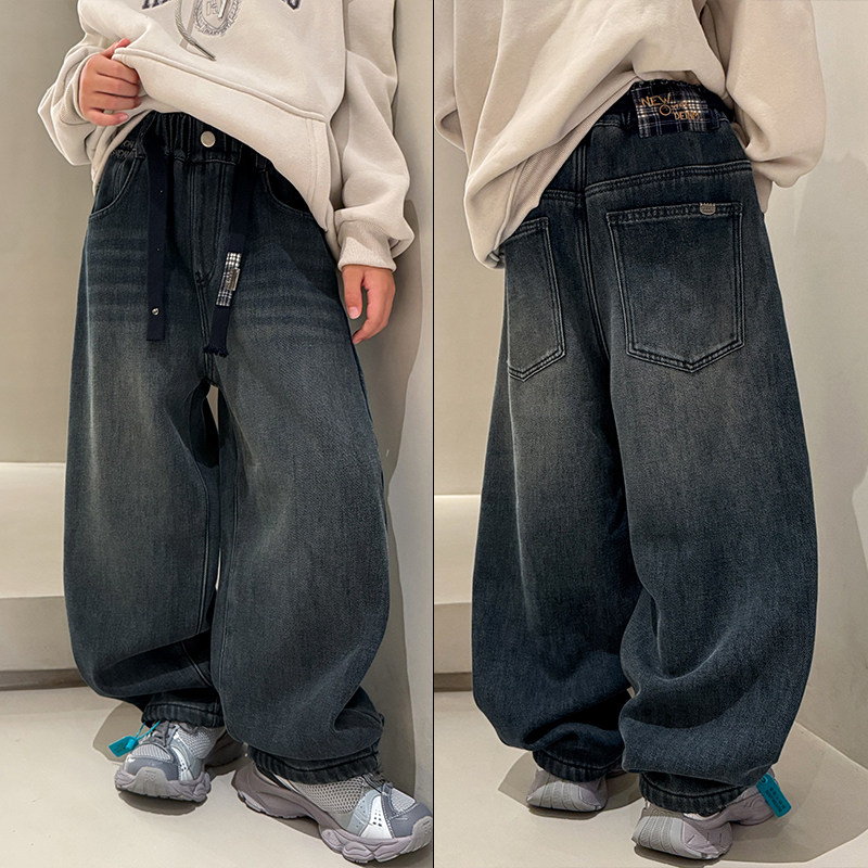 大E小e童装冬款儿童加绒牛仔裤