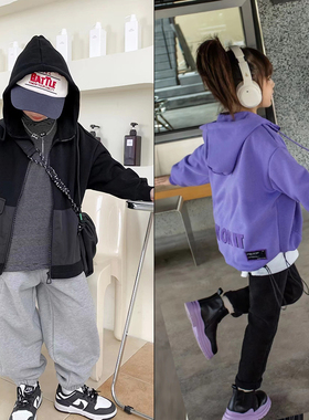 牛哆哆童装秋冬新品一体绒拉链衫男女中大童加厚外套潮33389