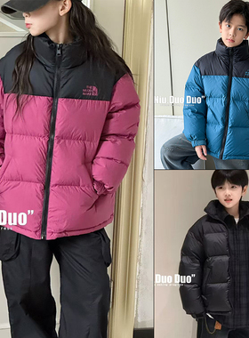 牛哆哆童装2025冬款男女童韩版羽绒服儿童洋气拼色字母外套35001