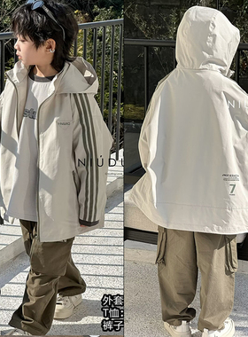 牛哆哆童装2024春季新款男女童韩版百搭风衣外套连帽夹克衫72261