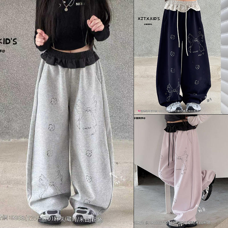 小智同学童装女童蝴蝶结休闲裤