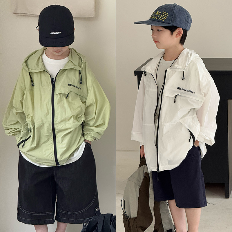 大E小e童装2025夏款男女童防晒衣凉感外套中大童连帽防晒服25A88