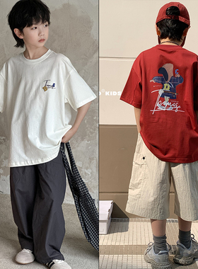 牛哆哆童装2025夏新款男女童韩版卡通印花短袖洋气圆领T恤潮39031