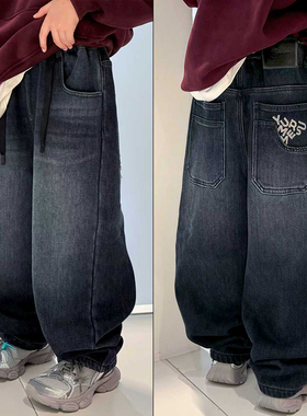 大E小e童装2025冬季男童加绒牛仔裤中大童加厚裤子保暖长裤66607