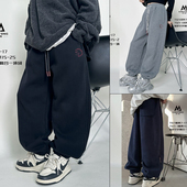 2024冬季 儿童休闲裤 一体加绒卫裤 爱木橦童装 中大童针织运动裤 7321