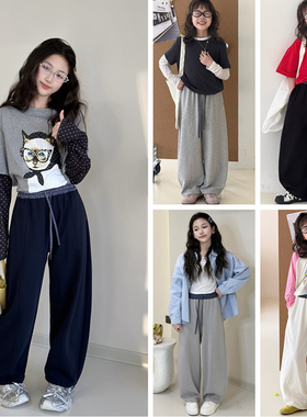 天依角童装2026春季新款男女中大童时尚宽松休闲裤卫裤长裤18089