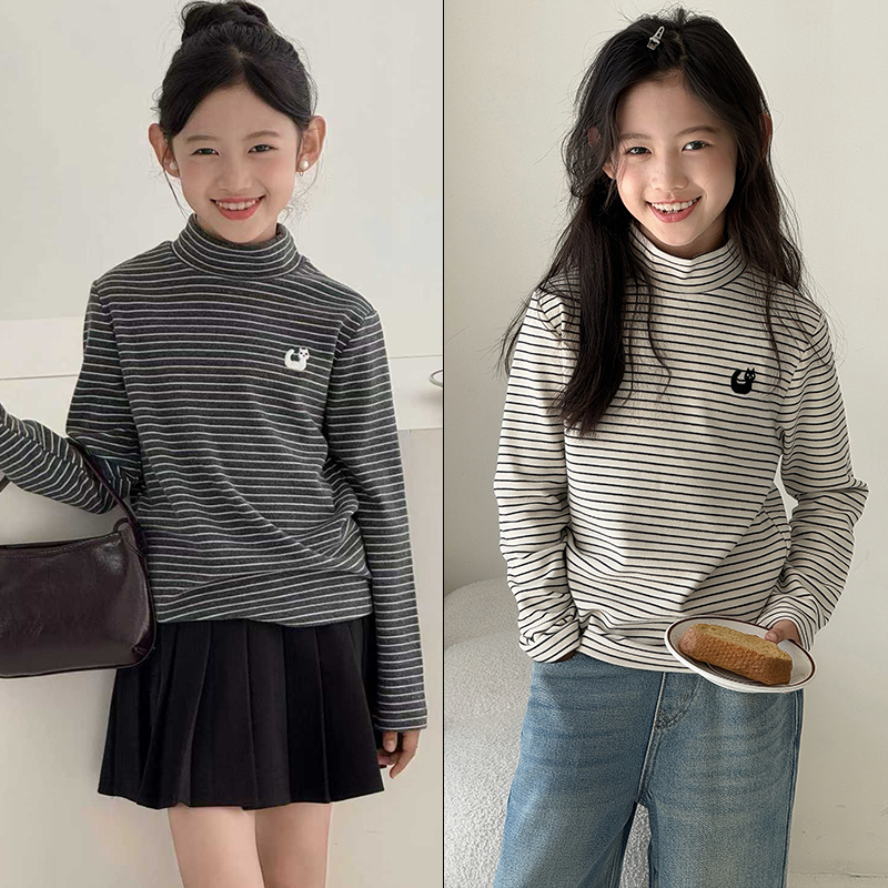 大E小e童装2025冬新款条纹打底衫