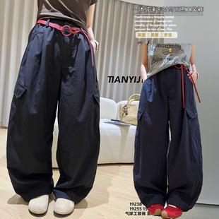 天依角童装2025冬季新款男女童一体绒速干工装裤时尚休闲裤25110