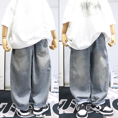 啦芙莱男女童漆点牛仔裤休闲裤