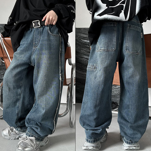 阳光爱橦牛仔裤中大童百搭阔腿裤