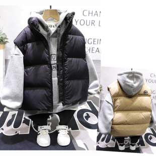 唐家品牌童装冬季新款男女中大童纯色白鸭绒羽绒马甲外套2356