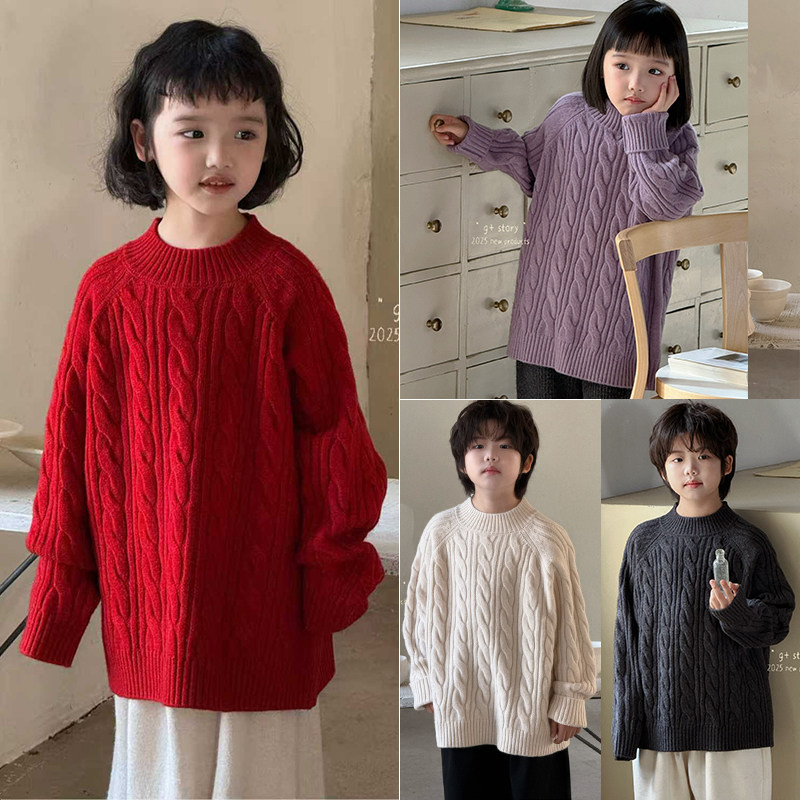 G＋童装2025冬季慵懒风麻花纹针织衫男女童圆领加厚显瘦毛衣52891,童装/婴儿装/亲子装,毛衣/针织衫,淘宝优惠券,粉丝福利购,淘宝优惠卷