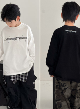 大E小e童装2025秋季新款男女童字母绣花洋气长袖T恤打底衫潮9901