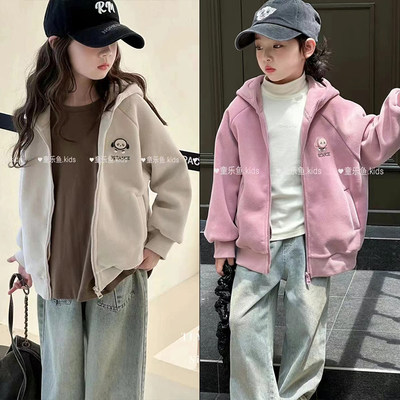 童乐鱼男女童卡通摇粒绒拉链衫